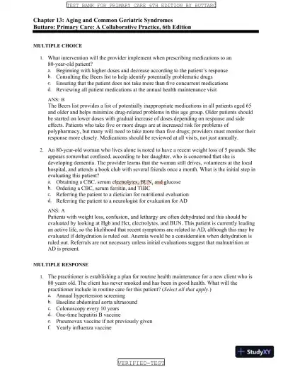 Test Bank for Primary Care: A Collaborative Practice, 6th Edition (Chapters 1-228) - Page 17 preview image