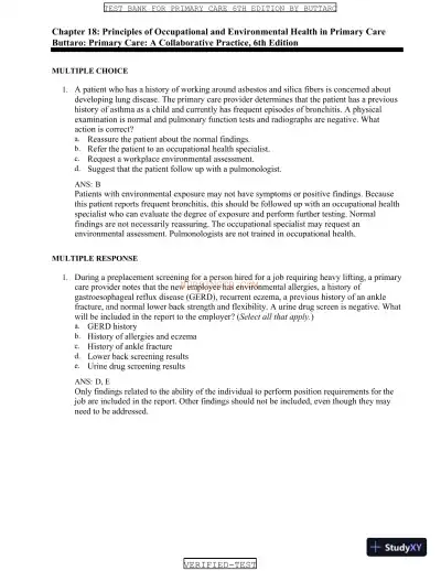 Test Bank for Primary Care: A Collaborative Practice, 6th Edition (Chapters 1-228) - Page 24 preview image