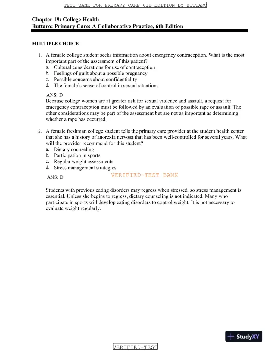 Test Bank for Primary Care: A Collaborative Practice, 6th Edition (Chapters 1-228), page 25