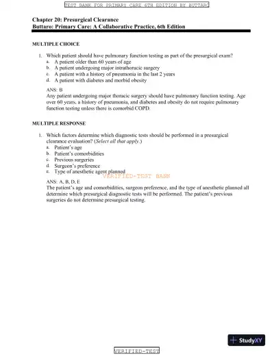 Test Bank for Primary Care: A Collaborative Practice, 6th Edition (Chapters 1-228) - Page 26 preview image