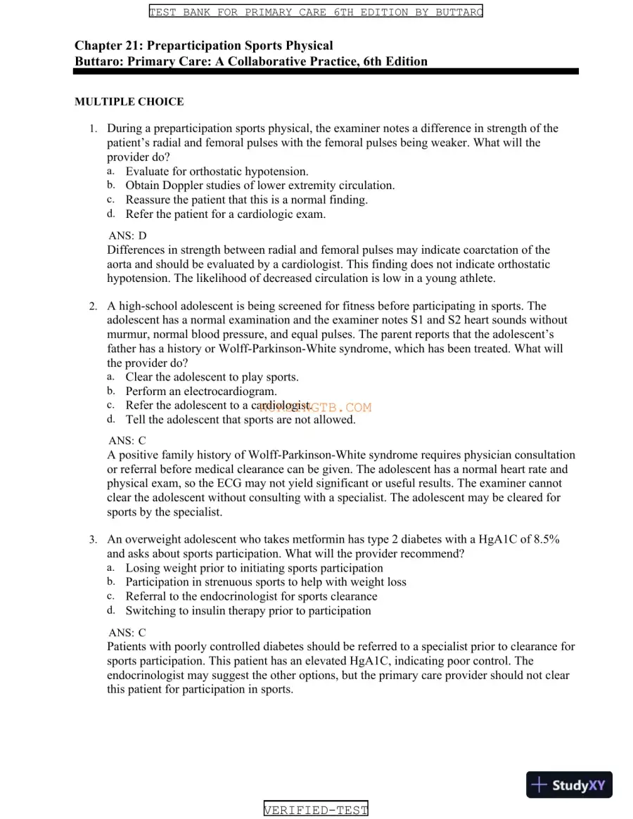 Test Bank for Primary Care: A Collaborative Practice, 6th Edition (Chapters 1-228), page 27