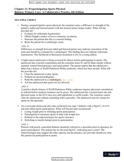 Test Bank for Primary Care: A Collaborative Practice, 6th Edition (Chapters 1-228) - Page 27 preview image