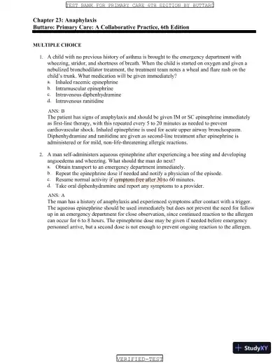 Test Bank for Primary Care: A Collaborative Practice, 6th Edition (Chapters 1-228) - Page 29 preview image