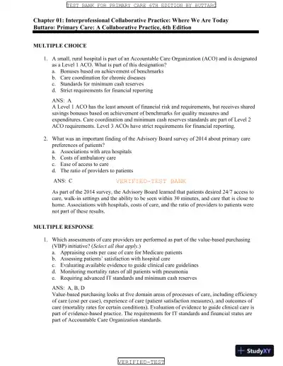 Test Bank for Primary Care: A Collaborative Practice, 6th Edition (Chapters 1-228) - Page 3 preview image