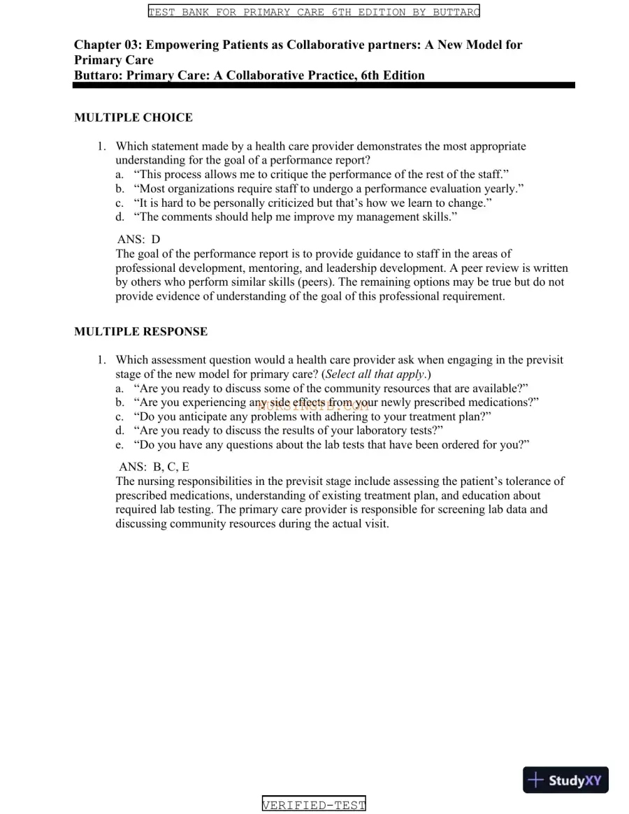 Test Bank for Primary Care: A Collaborative Practice, 6th Edition (Chapters 1-228), page 5