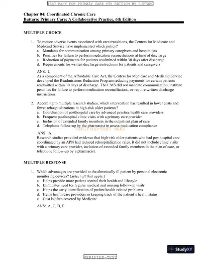 Test Bank for Primary Care: A Collaborative Practice, 6th Edition (Chapters 1-228) - Page 6 preview image