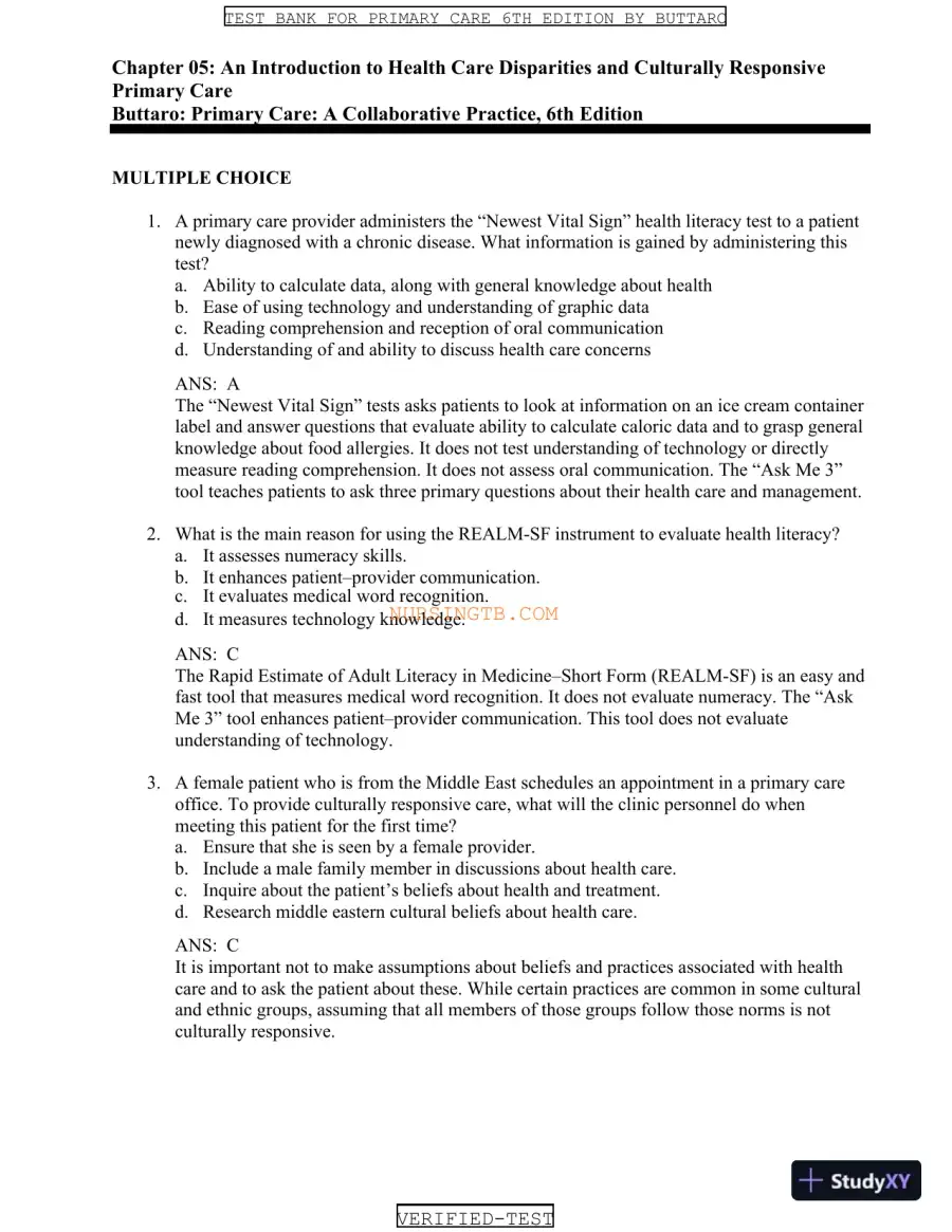 Test Bank for Primary Care: A Collaborative Practice, 6th Edition (Chapters 1-228), page 8