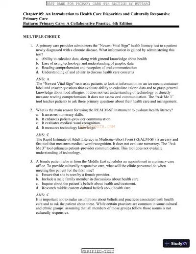 Test Bank for Primary Care: A Collaborative Practice, 6th Edition (Chapters 1-228) - Page 8 preview image