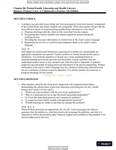 Test Bank for Primary Care: A Collaborative Practice, 6th Edition (Chapters 1-228) - Page 9 preview image