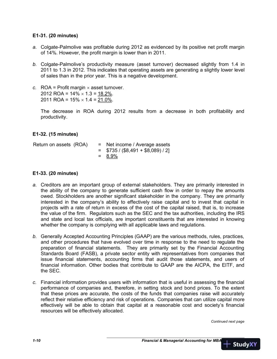 Financial And Managerial Accounting For MBAs, 4th Edition Solution Manual, page 11