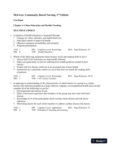 Community-Based Nursing: An Introduction, 3rd Edition Test Bank - Page 10 preview image