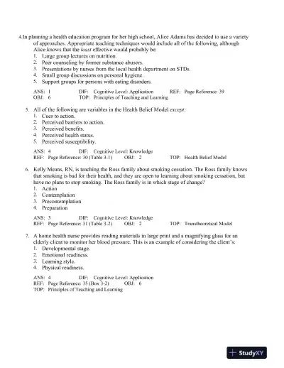 Community-Based Nursing: An Introduction, 3rd Edition Test Bank - Page 11 preview image