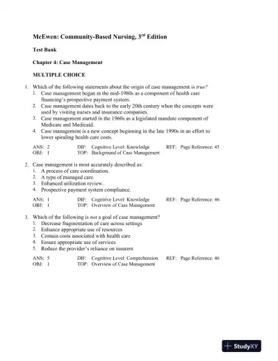 Community-Based Nursing: An Introduction, 3rd Edition Test Bank - Page 14 preview image