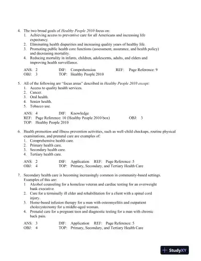 Community-Based Nursing: An Introduction, 3rd Edition Test Bank - Page 3 preview image