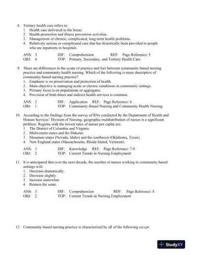 Community-Based Nursing: An Introduction, 3rd Edition Test Bank - Page 4 preview image