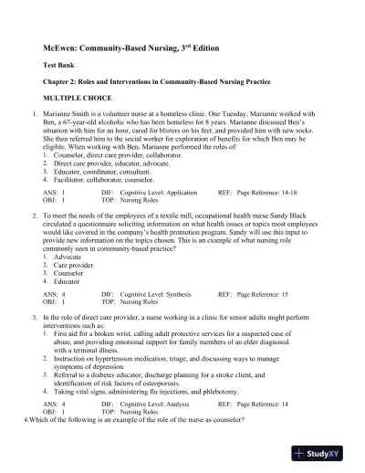 Community-Based Nursing: An Introduction, 3rd Edition Test Bank - Page 6 preview image