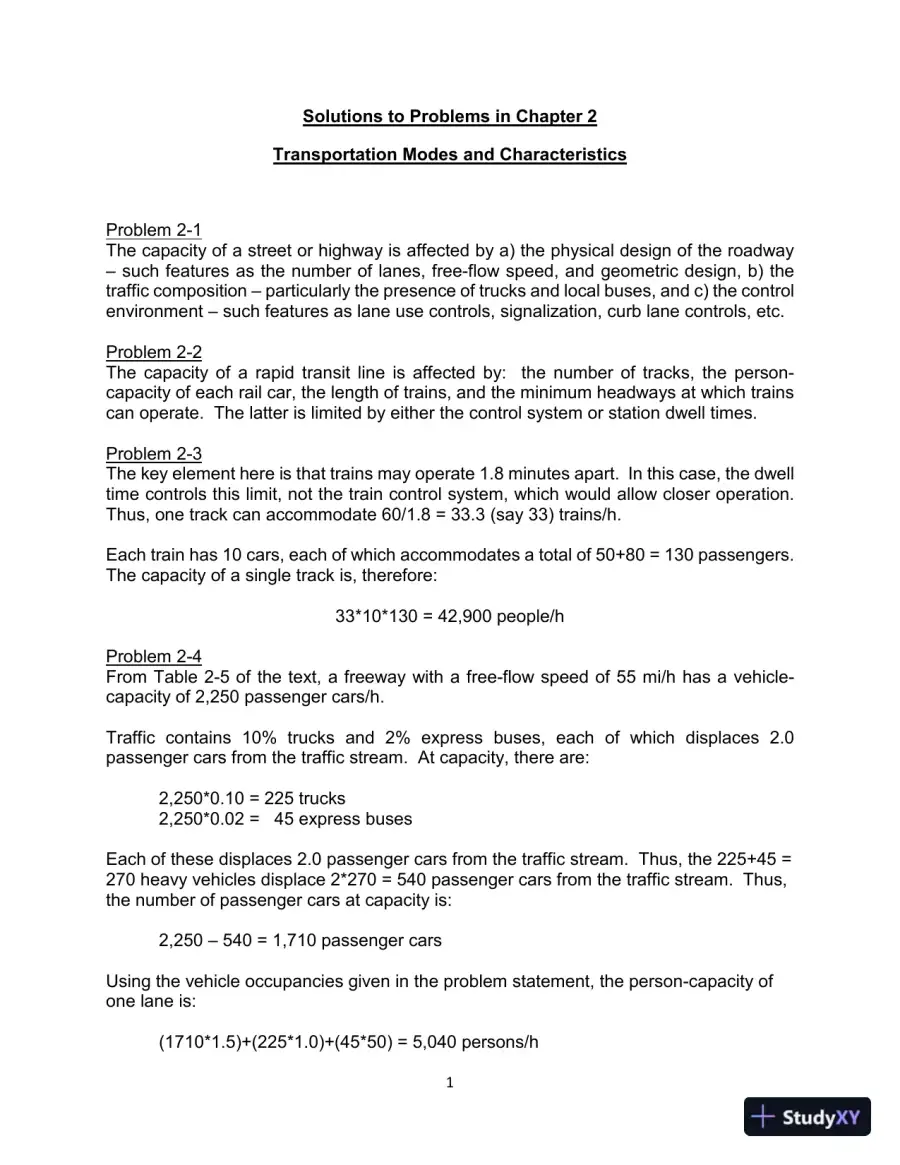 Solution Manual for Traffic Engineering, 5th Edition, page 5