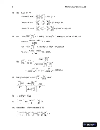 Solution Manual for Mathematical Statistics with Applications, 8th Edition - Page 5 preview image