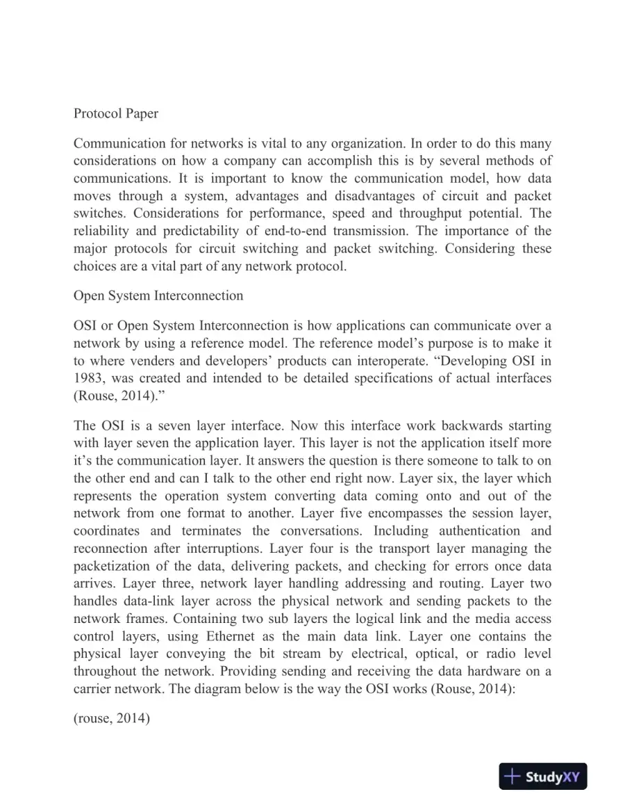 Exploring Communication Protocols: Circuit Switching, Packet Switching, and the Role of OSI in Network Design, page 3