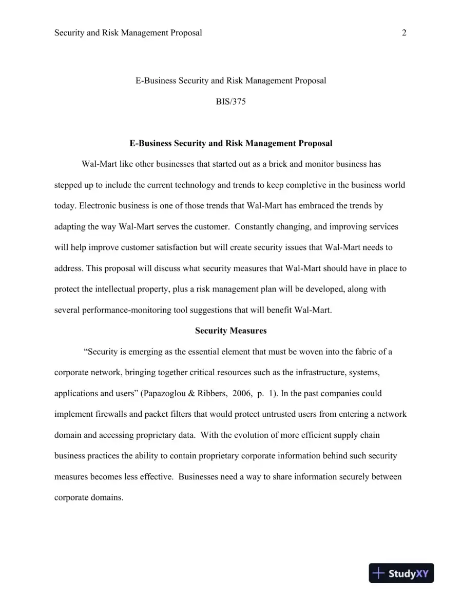 BIS/375 E-Business Security and Risk Management Proposal, page 3