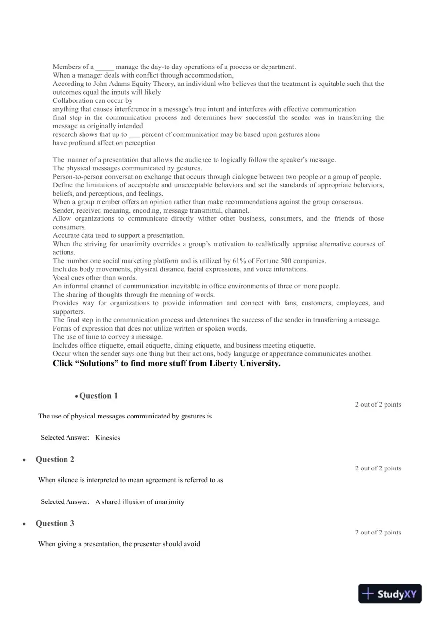 Liberty University BUSI 310 Test Exam 3 Complete Solutions Correct Answers Key, page 3