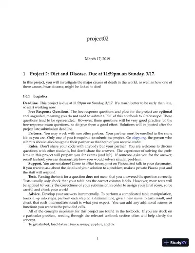 Nutrition Project 2 Practice Exam with Answers (49 Solved Questions) - Page 1 preview image