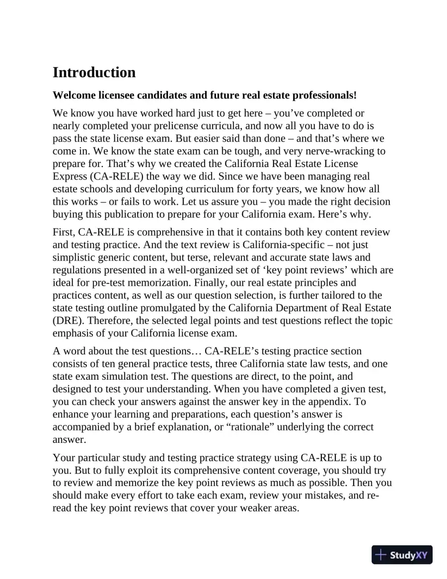California Real Estate License Express: All-in-One Review and Testing (2020), page 9