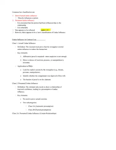 Undue Influence in Contract Law Key Cases and Clas - Page 3 preview image