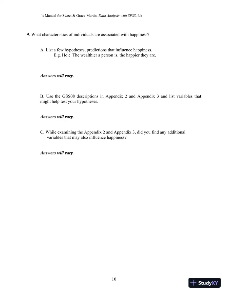 Solution Manual for Data Analysis with SPSS: A First Course in Applied Statistics, 4th Edition, page 13