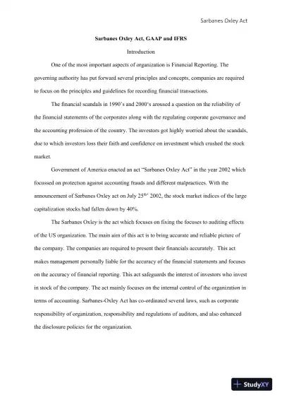 Sarbanes Oxley Act, GAAP and IFRS - Page 4 preview image
