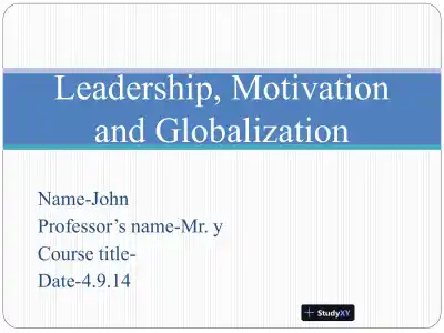 Leadership, Motivation And Globalization - Page 1 preview image