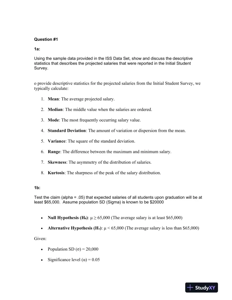 Statistical Analysis of Expected Salaries, Demographics, and Other Factors: A Case Study from the Initial Student Survey, page 3