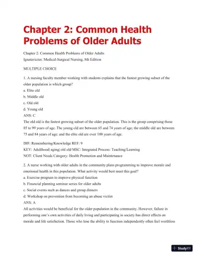 Test Bank For Medical-Surgical Nursing: Patient-Centered Collaborative Care (2 Volume Set), 8th Edition - Page 11 preview image