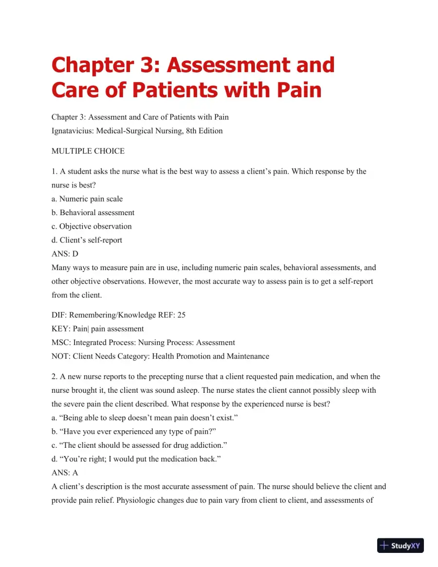 Test Bank For Medical-Surgical Nursing: Patient-Centered Collaborative Care (2 Volume Set), 8th Edition, page 23