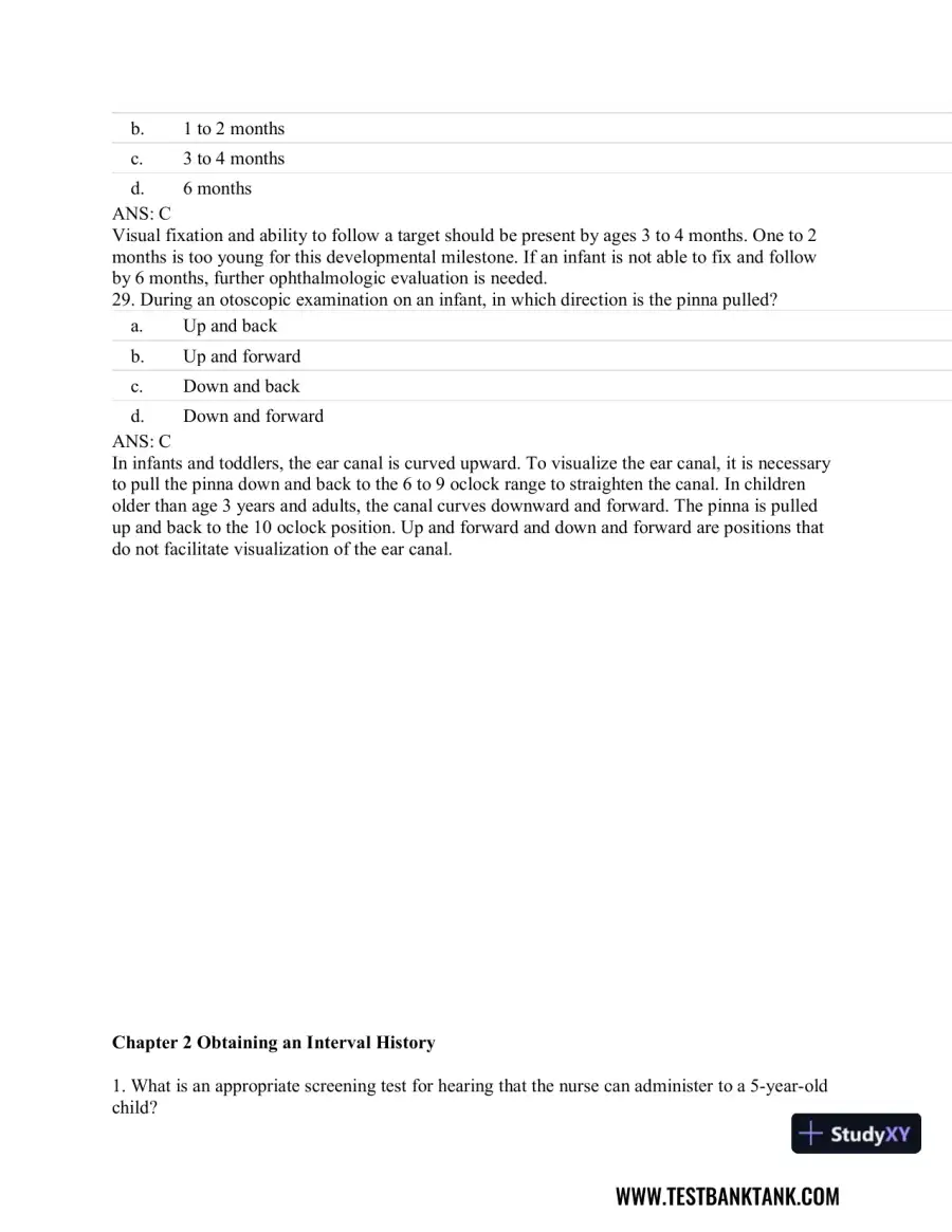Pediatric Primary Care: Practice Guidelines for Nurses 3rd Edition Test Bank, page 10