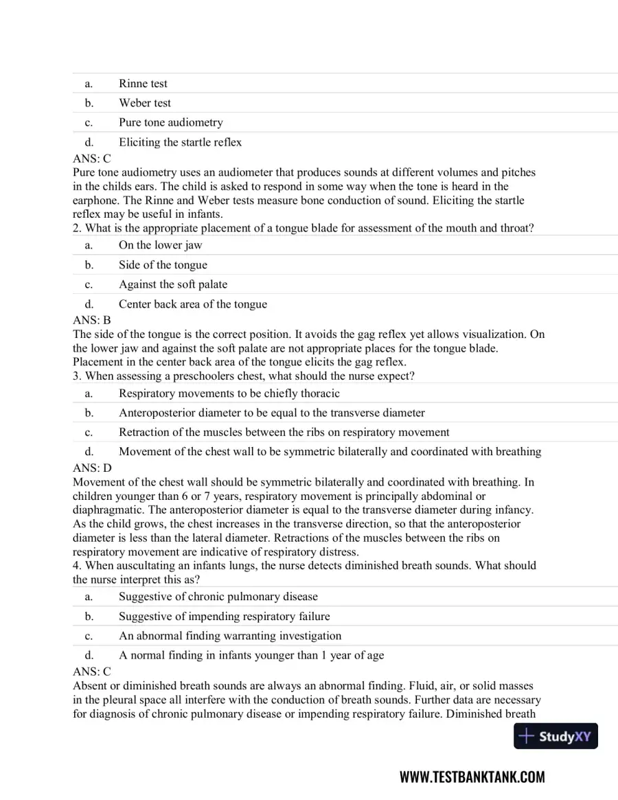 Pediatric Primary Care: Practice Guidelines for Nurses 3rd Edition Test Bank, page 11