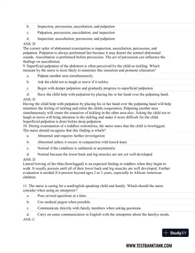 Pediatric Primary Care: Practice Guidelines for Nurses 3rd Edition Test Bank - Page 13 preview image