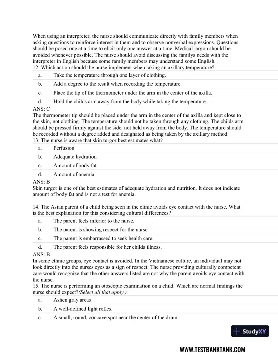 Pediatric Primary Care: Practice Guidelines for Nurses 3rd Edition Test Bank, page 14