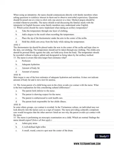 Pediatric Primary Care: Practice Guidelines for Nurses 3rd Edition Test Bank - Page 14 preview image