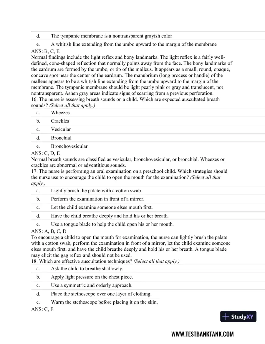 Pediatric Primary Care: Practice Guidelines for Nurses 3rd Edition Test Bank, page 15
