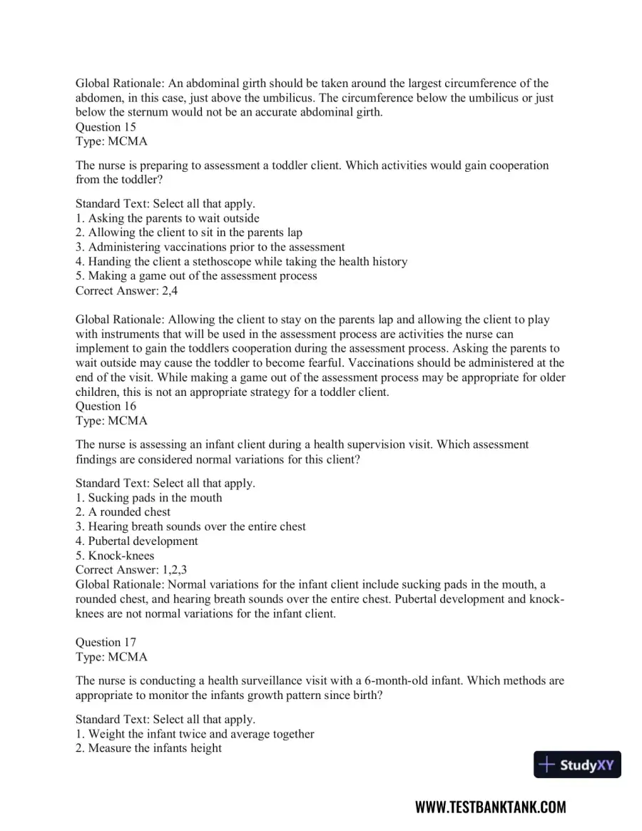 Pediatric Primary Care: Practice Guidelines for Nurses 3rd Edition Test Bank, page 22