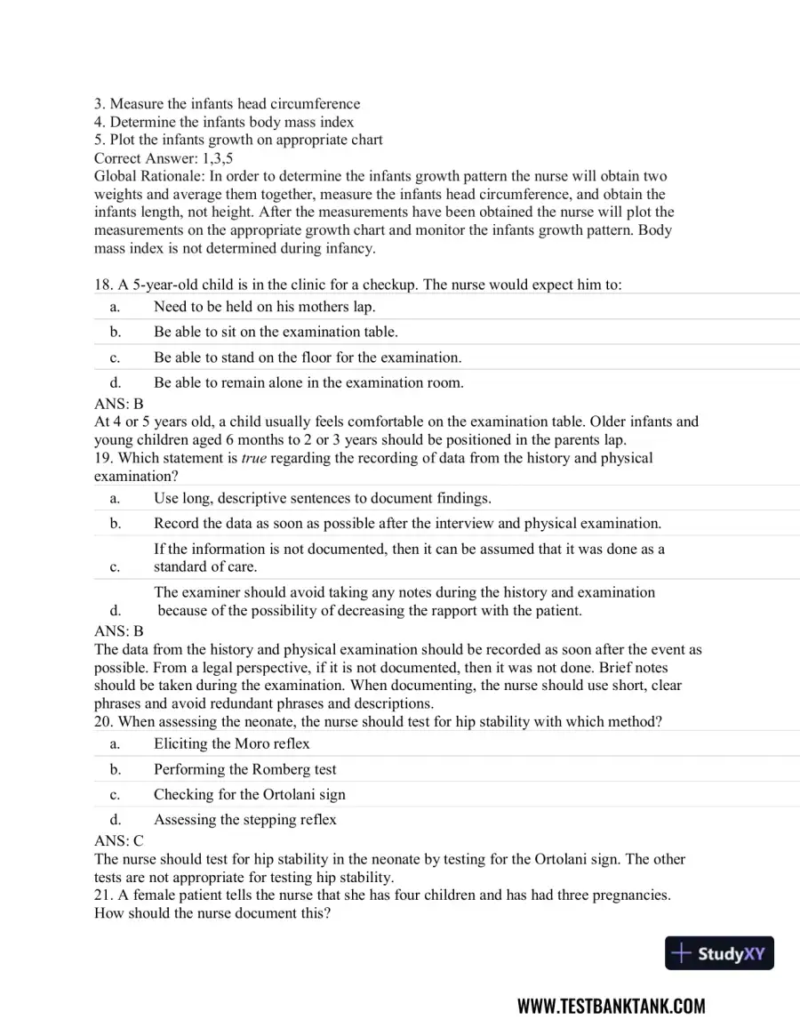 Pediatric Primary Care: Practice Guidelines for Nurses 3rd Edition Test Bank, page 23