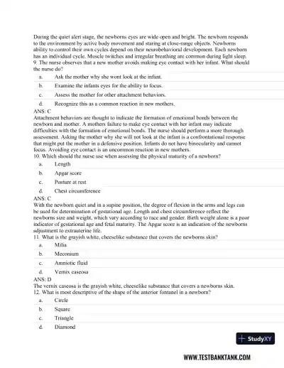 Pediatric Primary Care: Practice Guidelines for Nurses 3rd Edition Test Bank - Page 27 preview image