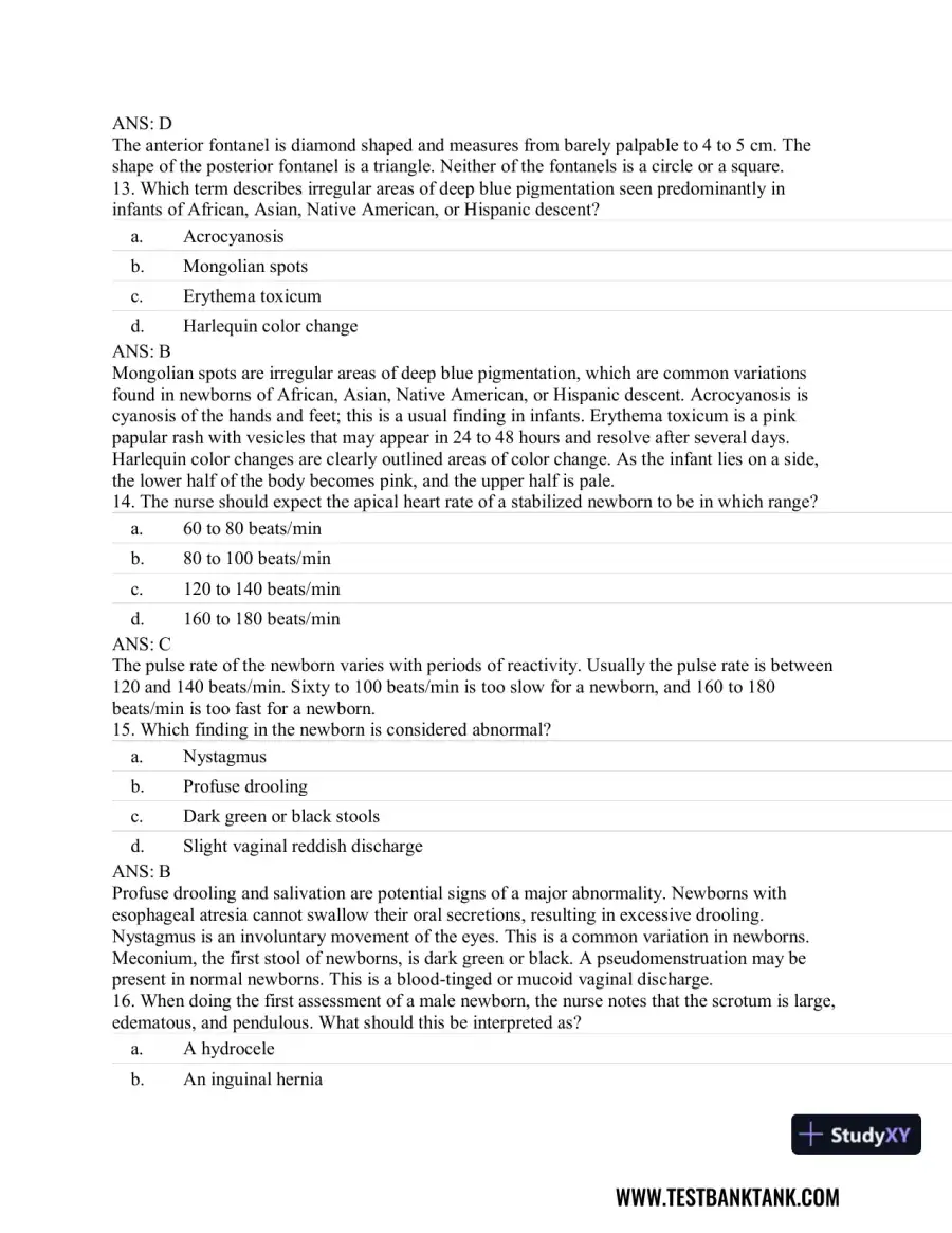 Pediatric Primary Care: Practice Guidelines for Nurses 3rd Edition Test Bank, page 28