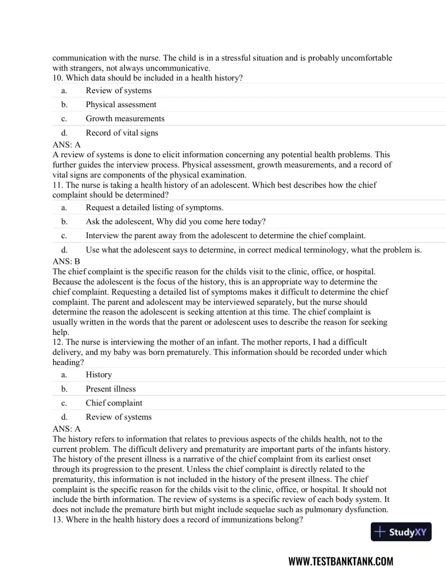 Pediatric Primary Care: Practice Guidelines for Nurses 3rd Edition Test Bank, page 5
