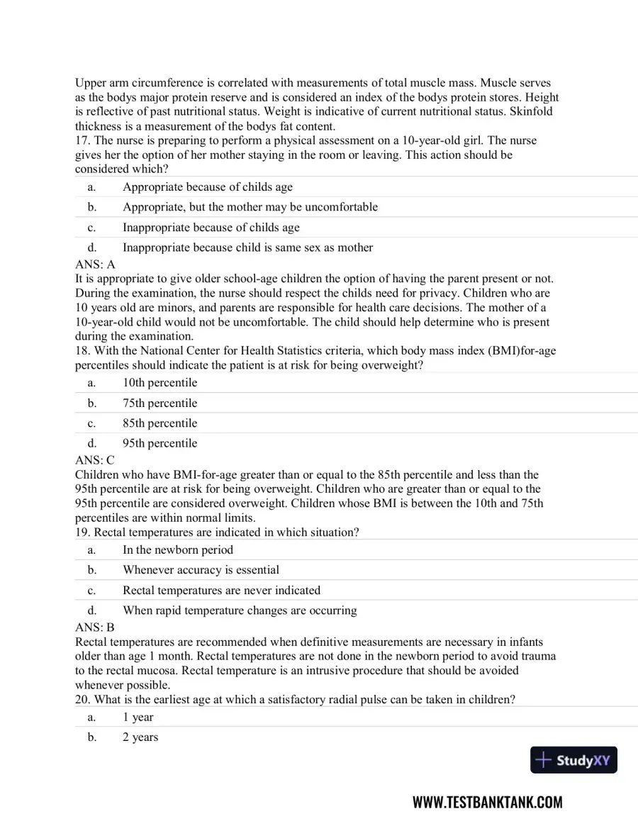 Pediatric Primary Care: Practice Guidelines for Nurses 3rd Edition Test Bank, page 7