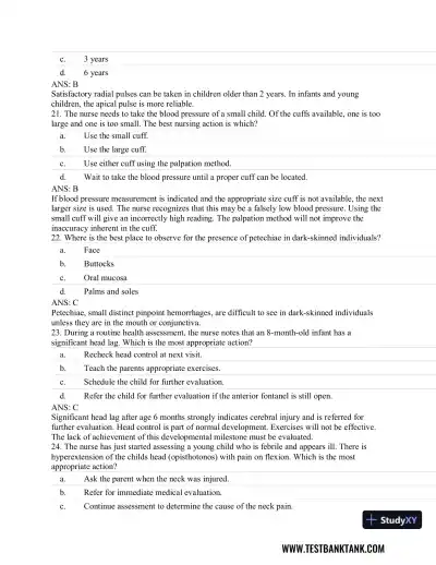 Pediatric Primary Care: Practice Guidelines for Nurses 3rd Edition Test Bank - Page 8 preview image