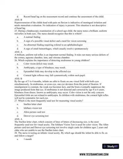 Pediatric Primary Care: Practice Guidelines for Nurses 3rd Edition Test Bank - Page 9 preview image