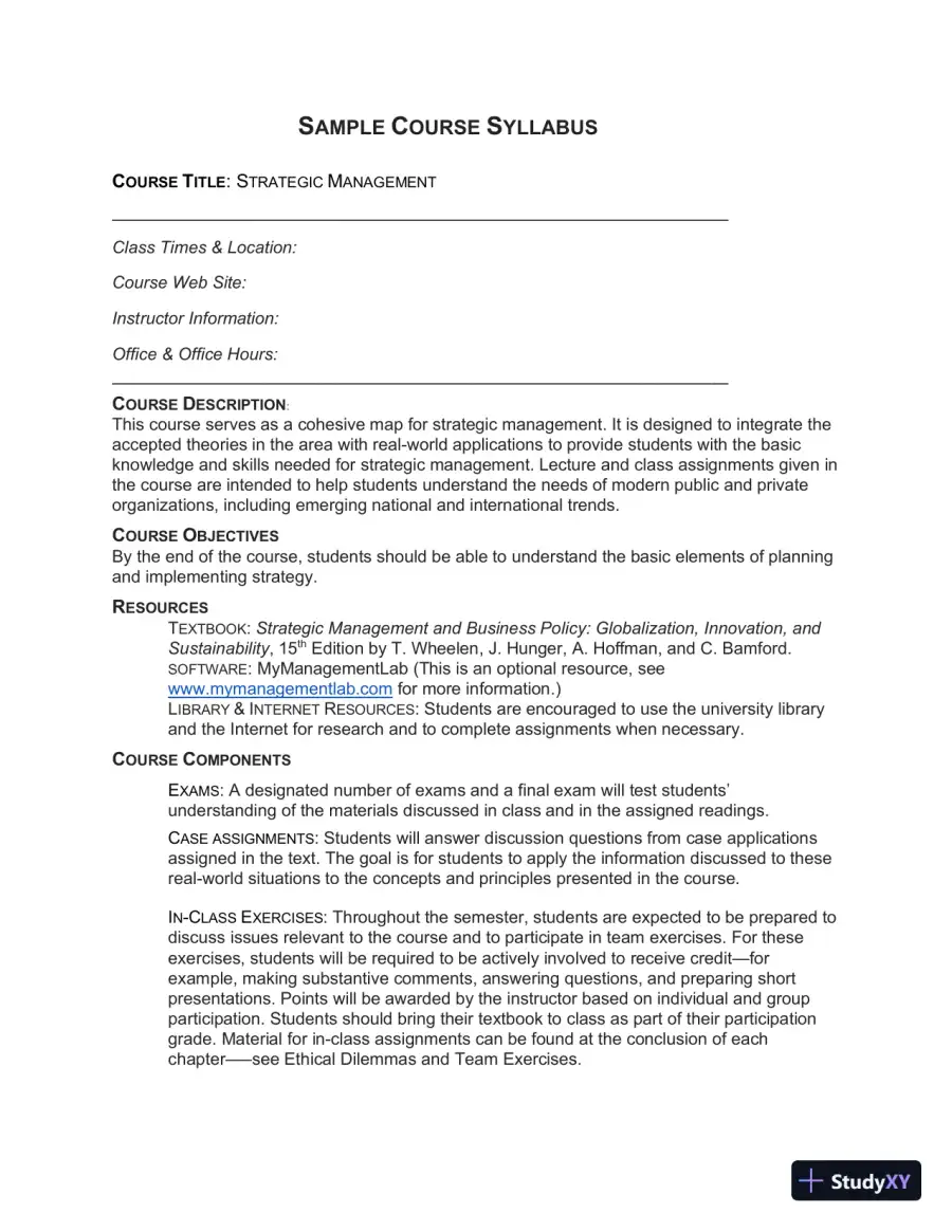 Strategic Management And Business Policy : Globalization, Innovation And Sustainability, 15th Edition Solution Manual, page 5