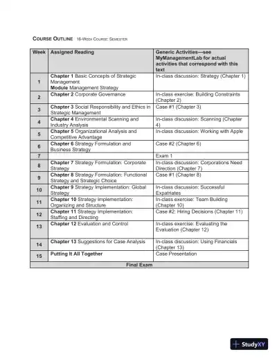 Strategic Management And Business Policy : Globalization, Innovation And Sustainability, 15th Edition Solution Manual - Page 7 preview image